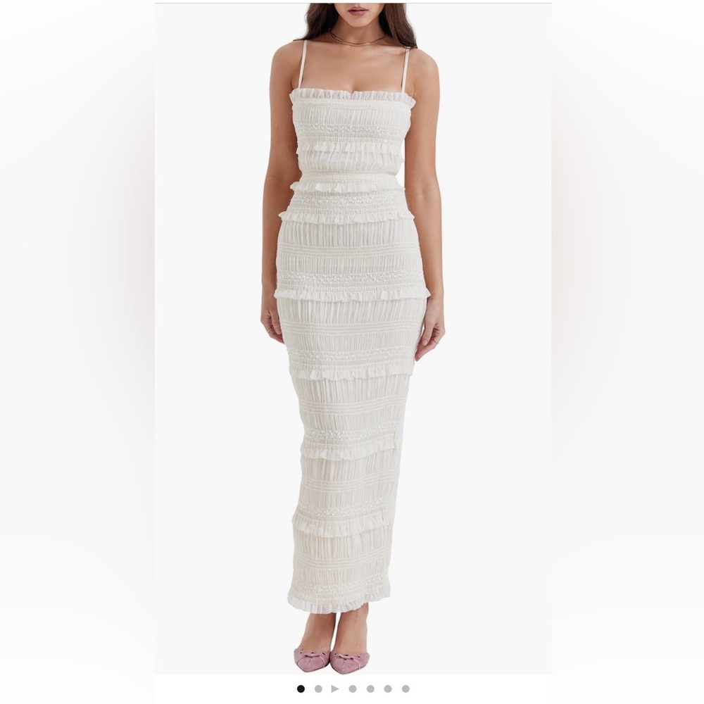 NWT HOUSE OF CB Solana Sequin Smocked & Shirred Cocktail Dress